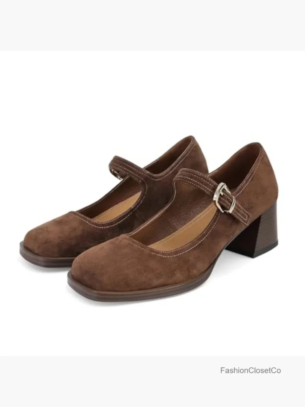 Retro Chunky Heels Square Toe Mary Janes Platform Ankle Buckle Strap Pumps - Picture 6 of 7
